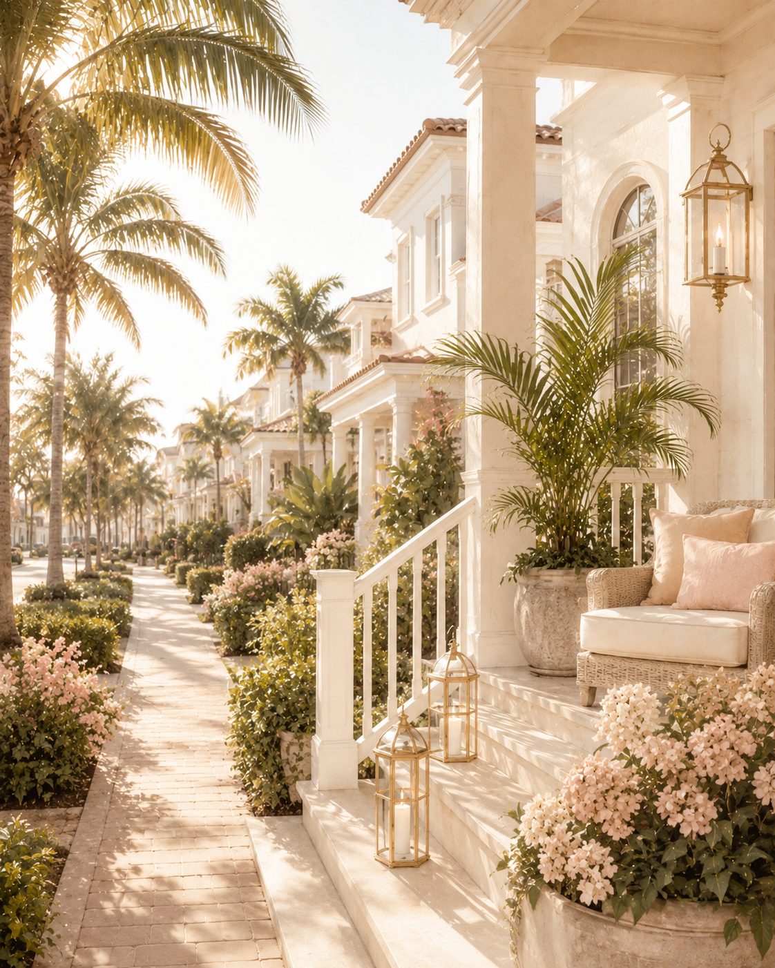Warm Florida neighborhood porch